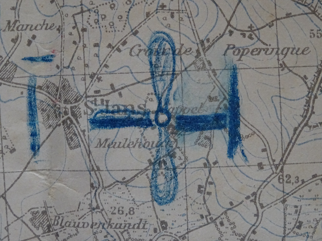 Raum 3.1.5 Deckblatt Vogesenkarte Absturzstelle Besitz Josef Keller